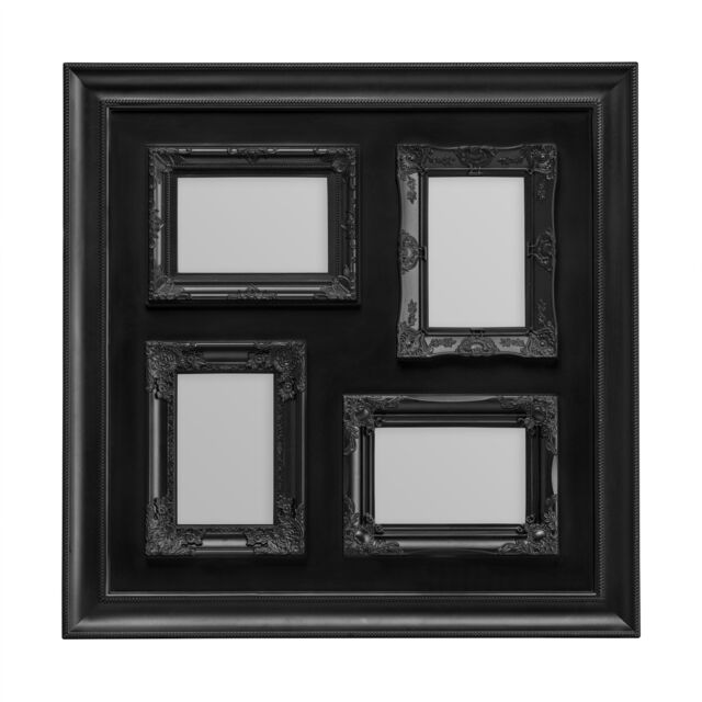Orsina 4 Photo Cream Plastic Multi-Photo Frame, Elegant Picture Holder, Frame With Landscape & Portrait Orientation in Black - image 1