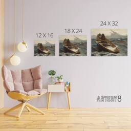 "Artery8 Winslow Homer The Fog Warning Canvas Wall Art Print - Size: W24"" x H32""" - thumbnail 4