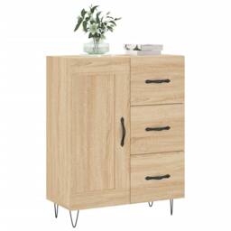 Berkfield Home Sideboard Sonoma Oak 69.5x34x90 cm Engineered Wood in Light Brown - thumbnail 1