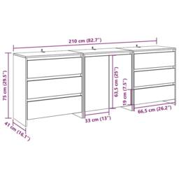 Berkfield Home Decorative 3 Piece Sideboard Artisan Oak Engineered Wood in Brown - thumbnail 9