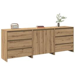 Berkfield Home Decorative 3 Piece Sideboard Artisan Oak Engineered Wood in Brown - thumbnail 2
