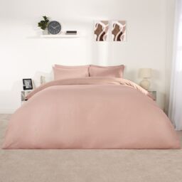 OHS Plain Dyed Duvet Cover Cover with Pillowcase Set in Light Pink - Size: King - thumbnail 1