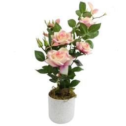 Leaf 50cm Artificial Pink Rose Plant Premium - thumbnail 6
