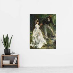 "Artery8 The Promenade Couple Renoir Vintage Wall Art Print Poster in Green - Size: W12"" x H16""" - thumbnail 4