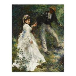 "Artery8 The Promenade Couple Renoir Vintage Wall Art Print Poster in Green - Size: W12"" x H16""" - thumbnail 1