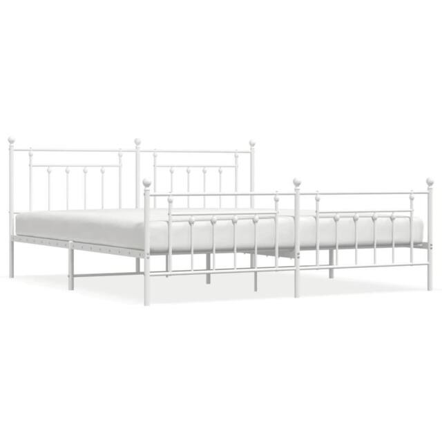 Berkfield Home Metal Bed Frame with Headboard & Footboard White 200x200 cm - image 1