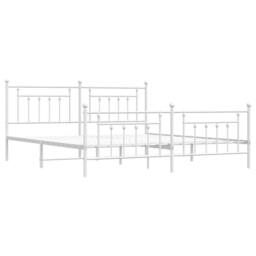 Berkfield Home Metal Bed Frame with Headboard & Footboard White 200x200 cm - thumbnail 3