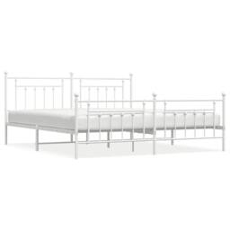 Berkfield Home Metal Bed Frame with Headboard & Footboard White 200x200 cm - thumbnail 1