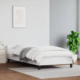 Berkfield Home Bed Frame with Headboard White 90x190cm Single Faux Leather - thumbnail 1
