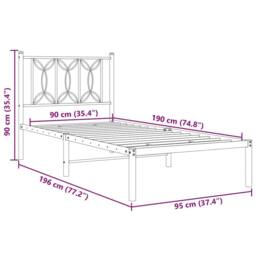Berkfield Home Metal Bed Frame without Mattress with Headboard Black 90x190cm - Size: 90x190 cm - thumbnail 8