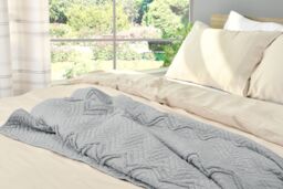 Smart Living Luxurious Zig-Zag Polyester Bedspread - Soft, Stylish, & Durable in Grey - Size: Double - thumbnail 4