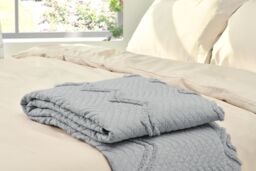 Smart Living Luxurious Zig-Zag Polyester Bedspread - Soft, Stylish, & Durable in Grey - Size: Double - thumbnail 5