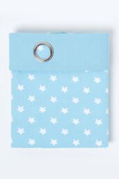 Homescapes Cotton Stars Blue Ready Made Eyelet Curtain Pair - Size: 140 cm width x 229 cm drop - thumbnail 3
