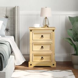 Berkfield Home Bedside Cabinet Corona 53x39x66 cm Solid Wood Pine in Brown - Size: 53 x 39 x 66 cm - thumbnail 3