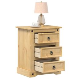 Berkfield Home Bedside Cabinet Corona 53x39x66 cm Solid Wood Pine in Brown - Size: 53 x 39 x 66 cm - thumbnail 1