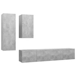 Berkfield Home 4 Piece TV Cabinet Set Concrete Grey Engineered Wood - thumbnail 2