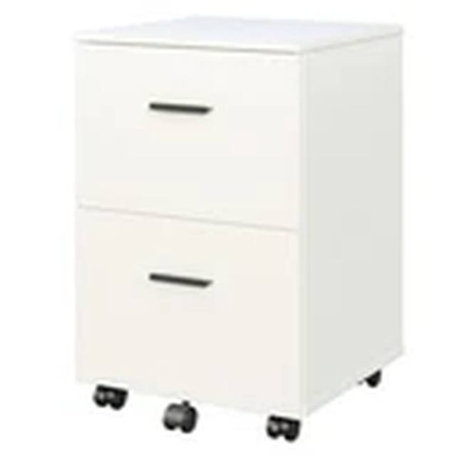 EONLION Mobile File Cabinet Wooden Small Office Under Desk Rolling Organizers in White - image 1