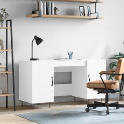 Berkfield Home Desk White 140x50x75 cm Engineered Wood - Size: 140 x 50 x 75 cm