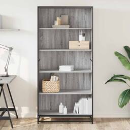 Berkfield Home Bookcase Grey Sonoma 80.5x35x170.5 cm Engineered Wood - thumbnail 3