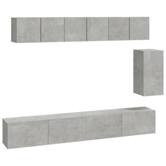 Berkfield Home 6 Piece TV Cabinet Set Concrete Grey Engineered Wood - image 1