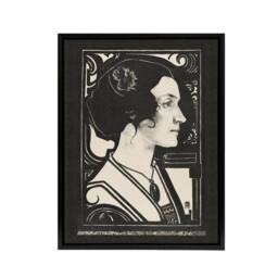 "Artery8 Woman Stained Glass Sketch Portrait Holst Framed Canvas Wall Art Print in Black - Size: W12"" x H16""" - thumbnail 1