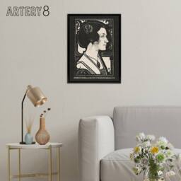 "Artery8 Woman Stained Glass Sketch Portrait Holst Framed Canvas Wall Art Print in Black - Size: W12"" x H16""" - thumbnail 3