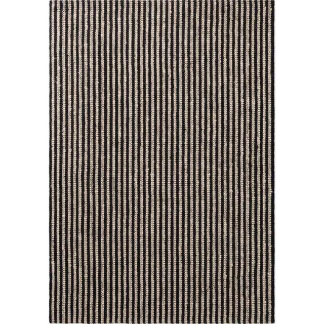 THE RUGS Ebony Jute Rug & Runner Hand Woven Natural Fibre Striped 10mm Pile in Cream - Size: 160 cm x 230 cm - image 1