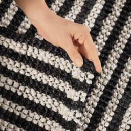 THE RUGS Ebony Jute Rug & Runner Hand Woven Natural Fibre Striped 10mm Pile in Cream - Size: 160 cm x 230 cm - thumbnail 4