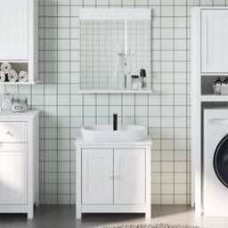 Berkfield Home 2 Piece Bathroom Furniture Set BERG White Solid Wood Pine - thumbnail 2