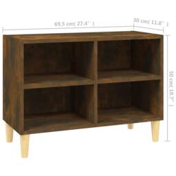 Berkfield Home TV Cabinet with Solid Wood Legs Smoked Oak 69.5x30x50 cm in Brown - thumbnail 6