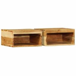 Berkfield Home Wall-mounted TV Cabinets 2 pcs Solid Wood Acacia in Brown - thumbnail 2