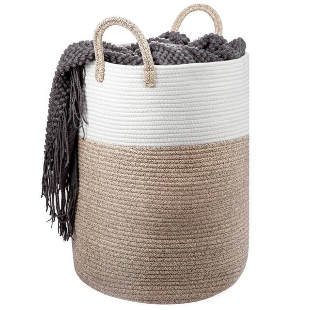 NESTLUNE Brown 58L Cotton Rope Basket Large Blanket Woven Storage - image 1