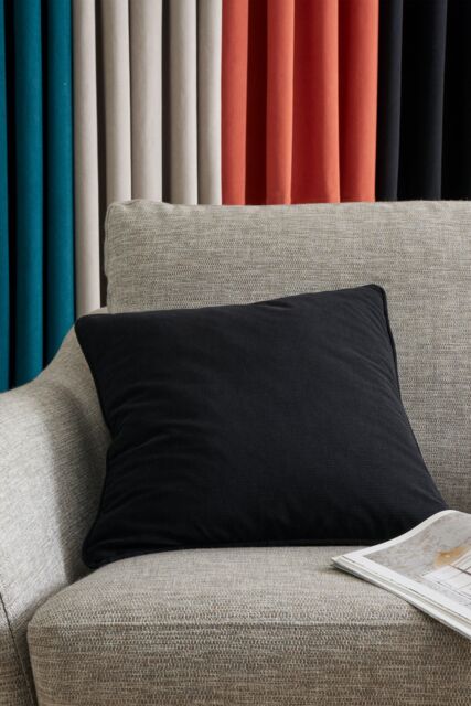 Catherine Lansfield 'Wilson Velvet' Cushion in Black - Size: 45 cm x 45 cm