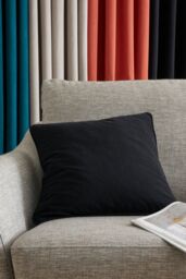 Catherine Lansfield 'Wilson Velvet' Cushion in Black - Size: 45 cm x 45 cm - thumbnail 1