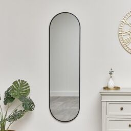 Melody Maison Black Oval Framed Wall Mirror 140cm X 40cm - Size: 140 cm X 40 cm - thumbnail 2