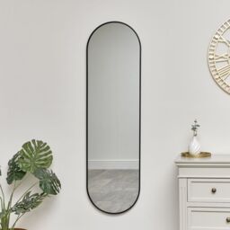 Melody Maison Black Oval Framed Wall Mirror 140cm X 40cm - Size: 140 cm X 40 cm - thumbnail 4