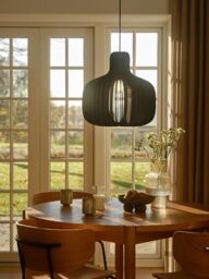 Nordlux Hazo Pendant Light Black Wood Dining Room E27 Mains 43cm - thumbnail 5