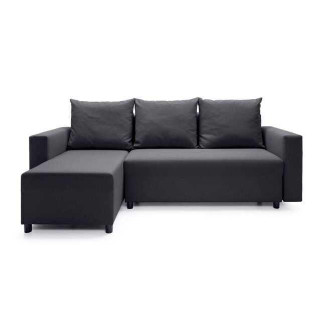 Abakus Direct Oslo Reversible Corner Sofa Bed in Black in True Black - image 1