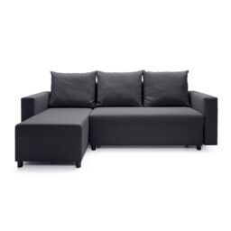 Abakus Direct Oslo Reversible Corner Sofa Bed in Black in True Black
