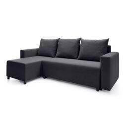 Abakus Direct Oslo Reversible Corner Sofa Bed in Black in True Black - thumbnail 2