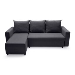 Abakus Direct Oslo Reversible Corner Sofa Bed in Black in True Black - thumbnail 3