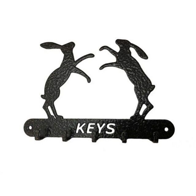 Poppyforge Boxing Hares Key Holder - Steel - W9 x H15 cm - Black