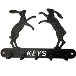 Poppyforge Boxing Hares Key Holder - Steel - W9 x H15 cm - Black - thumbnail 2