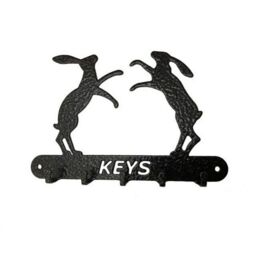 Poppyforge Boxing Hares Key Holder - Steel - W9 x H15 cm - Black - thumbnail 1