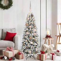 Berkfield Home Green Artificial Christmas Tree with 150 LEDs White 53 x 53 x 120 cm - thumbnail 2