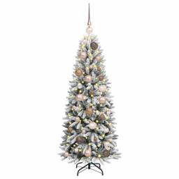 Berkfield Home Green Artificial Christmas Tree with 150 LEDs White 53 x 53 x 120 cm - thumbnail 1