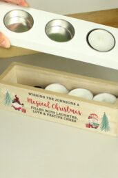 Personalised Memento Company Personalised Christmas Gonk Triple Tea Light Box in Brown - thumbnail 3