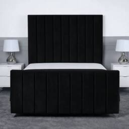 Living Comfort Bedz Empress Upholstered Gas Lift Storage Bed with 48 Inch Headboard in Black - Size: Super King - thumbnail 2