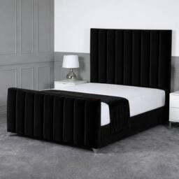 Living Comfort Bedz Empress Upholstered Gas Lift Storage Bed with 48 Inch Headboard in Black - Size: Super King - thumbnail 1