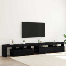 Berkfield Home TV Cabinets 2 pcs with LED Lights Black Oak Engineered Wood - thumbnail 1